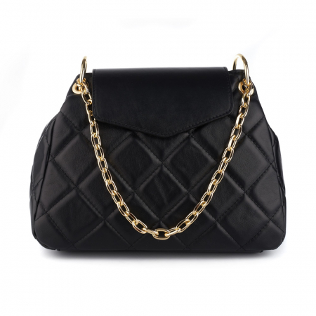 Geantă Alessandra, piele naturala neagra, bareta metalica, 8158 [1]