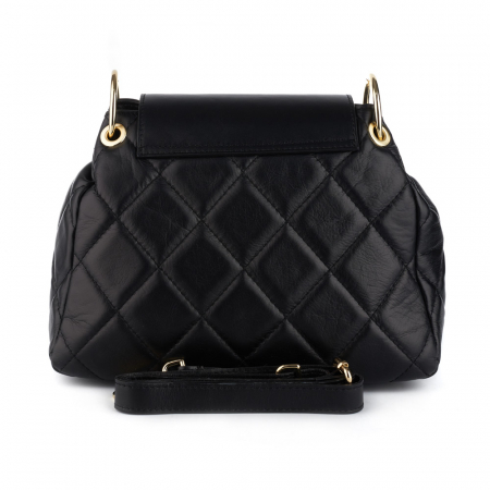 Geantă Alessandra, piele naturala neagra, bareta metalica, 8158 [2]