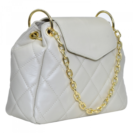 Geantă Alessandra, piele naturala gri, bareta metalica, 8158 [0]