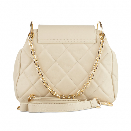 Geantă Alessandra, piele naturala crem, bareta metalica, 8158 [2]