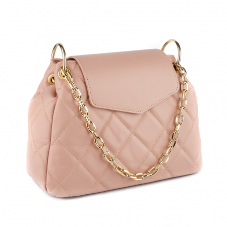 Genți Mici - Geantă Alessandra, piele naturala roz, bareta metalica, 8158