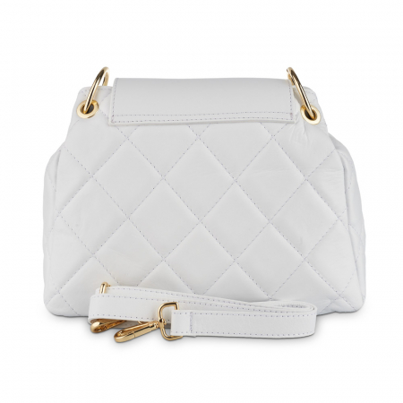 Geantă Alessandra, piele naturala alba, bareta metalica, 8158 [2]