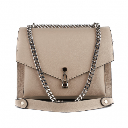 Geantă Amber, piele naturala taupe deschis, bareta metalica, 8152 [1]