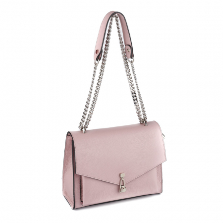 Genți Mici - Geantă Amber, piele naturala roz, bareta metalica, 8152