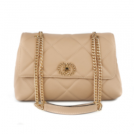 Geantă Amya, piele naturala nude, bareta metalica, 8163 [1]