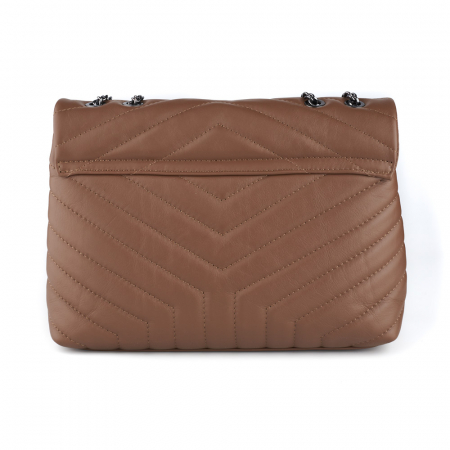 Geantă Anais, piele naturala taupe, bareta metalica, 8105 [3]