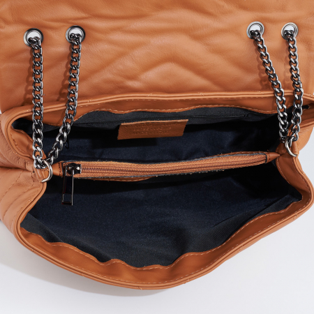 Geantă Anais, piele naturala coniac, bareta metalica, 8105 [4]