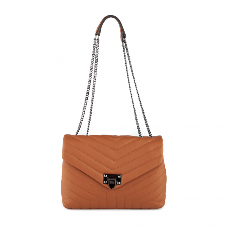 Geantă Anais, piele naturala coniac, bareta metalica, 8105 [2]