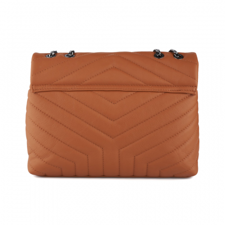 Geantă Anais, piele naturala coniac, bareta metalica, 8105 [3]