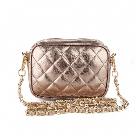 Geantă Cassia, crossbody piele auriu cu aspect matlasat 8167 [1]