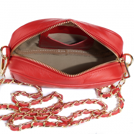 Geantă Cassia, crossbody piele rosie cu aspect matlasat 8167 [3]