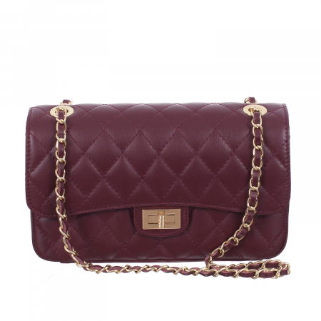 Geantă crossbody piele bordo cu aspect matlasat 8002 [1]