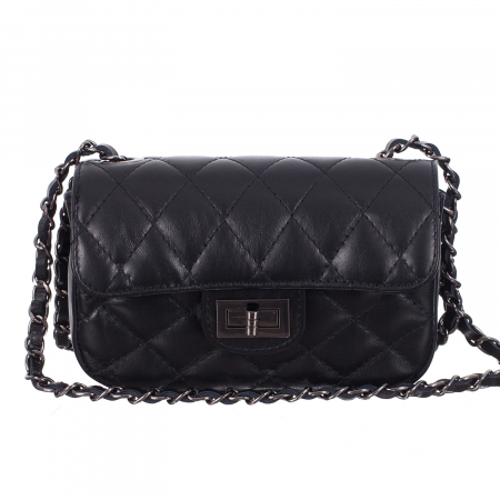 Geantă crossbody piele neagră cu aspect matlasat monocompartimentată 8003 [1]