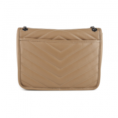 Geantă Ella, piele naturala taupe, bareta metalica, 8130 [2]