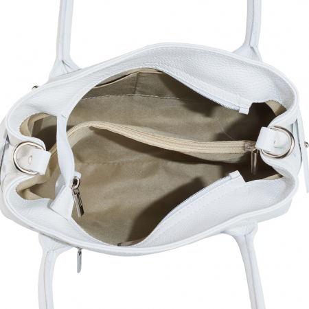 Geantă Lesley, din piele naturală alba, 8157 [4]