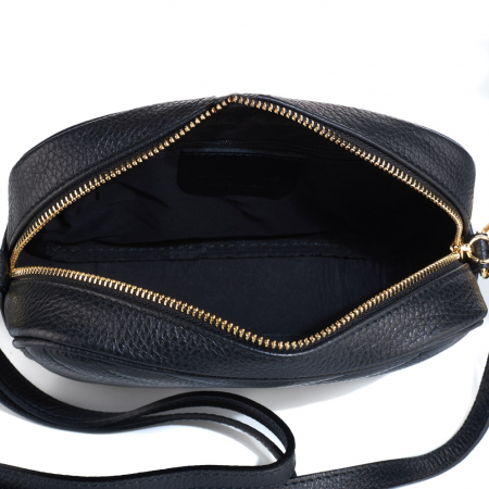 Geantă Isabella, crossbody piele neagra cu aspect matlasat 8166 [3]