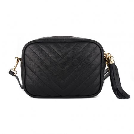 Geantă Isabella, crossbody piele neagra cu aspect matlasat 8166 [2]