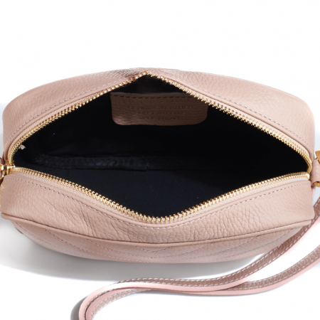 Geantă Isabella, crossbody piele roz cu aspect matlasat 8166 [3]