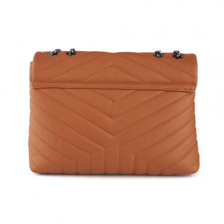 Geantă Jill, piele naturala coniac, bareta metalica, 8129 [3]