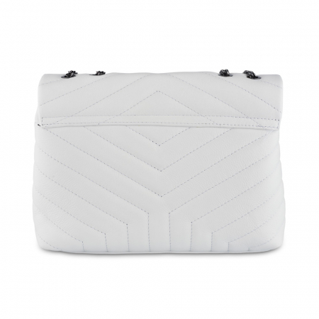 Geantă Jill, piele naturala alba, bareta metalica, 8129 [3]
