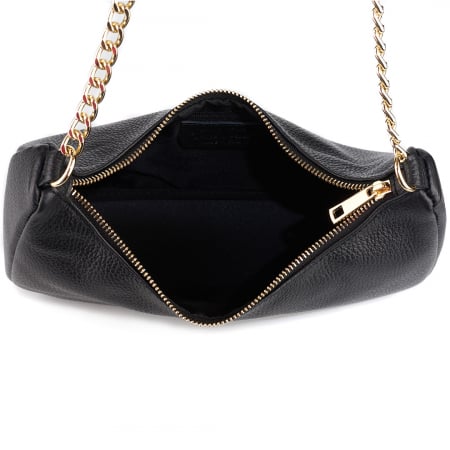Geantă Lily, piele naturală neagra cu portofel exterior detasabil, lant metalic auriu, 8187 [3]