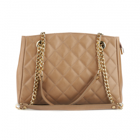 Geantă Lilah, piele naturala taupe, bareta metalica, 8132 [1]