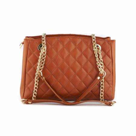 Geantă Lilah, piele naturala coniac, bareta metalica, 8132 [1]