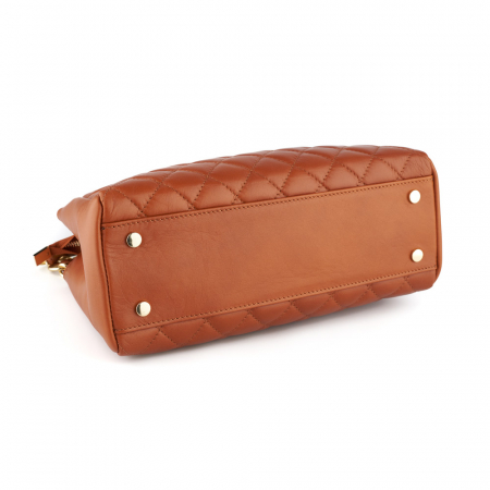 Geantă Lilah, piele naturala coniac, bareta metalica, 8132 [2]