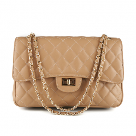 Geantă Lora, crossbody piele cafeniu cu aspect matlasat 8127 [1]