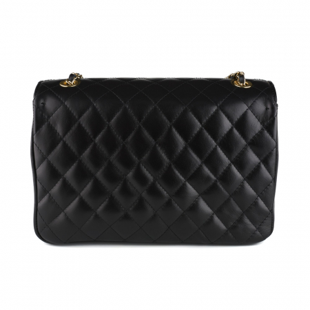 Geantă Lora, crossbody piele neagra cu aspect matlasat 8127 [2]