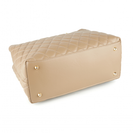 Geantă Katya, piele naturală bej cu aspect matlasat, 8138 [2]