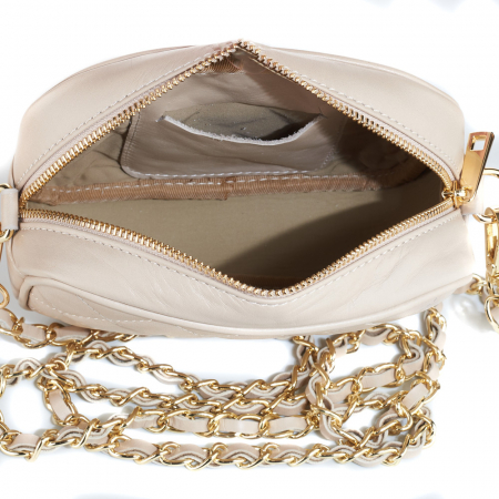 Geantă Cassia, crossbody piele nude cu aspect matlasat 8167 [3]