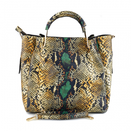 Geantă Rainbow Green, piele naturala imprimeu multicolor, 8141 [2]