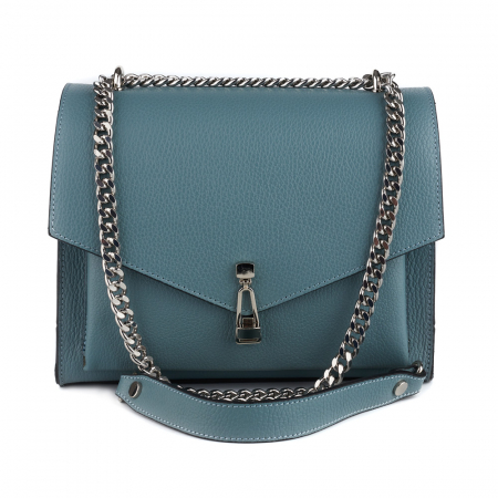 Geantă Amber, piele naturala albastra, bareta metalica, 8152 [1]