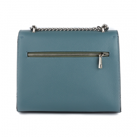 Geantă Amber, piele naturala albastra, bareta metalica, 8152 [2]