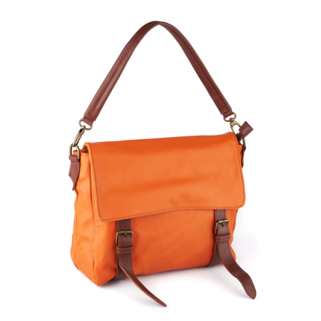 Culori Genți - Geantă Tania, din piele orange cu accesorii maro 8004