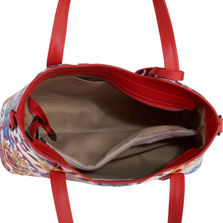 Geantă Alisa, rosie cu flori din piele naturală 8198 [4]