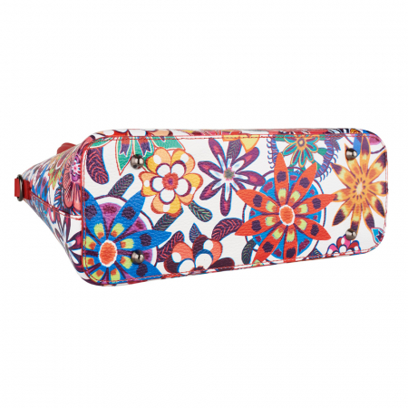 Geantă Alisa, rosie cu flori din piele naturală 8198 [3]