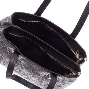 Geanta neagră medie cu elemente florale 8036 [3]