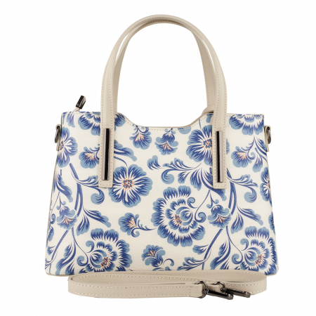 Geantă Bonnie, bej cu flori din piele naturală 8199 [2]