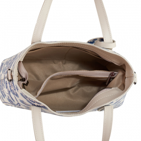 Geantă Bonnie, bej cu flori din piele naturală 8199 [4]