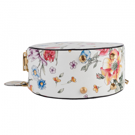 Geanta Alma,din piele naturala saffiano imprimeu floral alb,8206 [3]