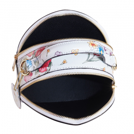 Geanta Alma,din piele naturala saffiano imprimeu floral alb,8206 [4]