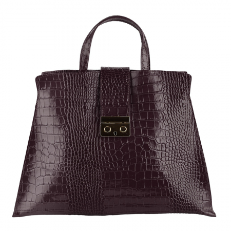 Geantă piele naturală cu textura croco 8222 maro [1]