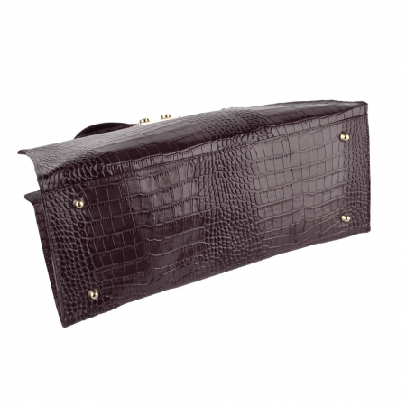 Geantă piele naturală cu textura croco 8222 maro [3]