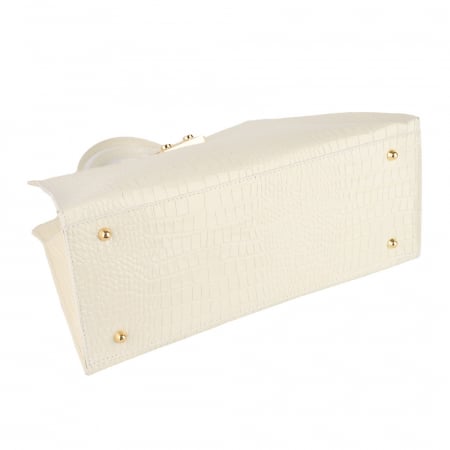 Geantă piele naturală cu textura croco 8222 alb [3]