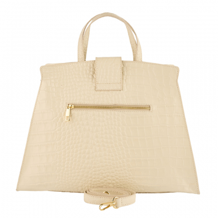 Geantă piele naturală cu textura croco 8222 alba [2]