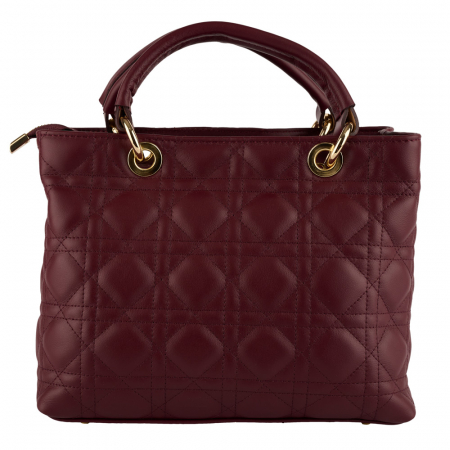 Geantă Amora, piele100% naturală bordo cu aspect matlasat, 8228 [1]