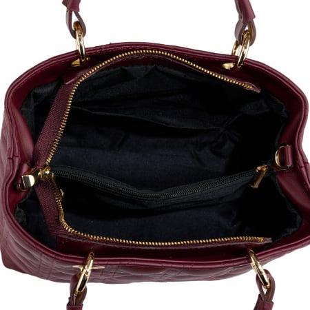 Geantă Amora, piele100% naturală bordo cu aspect matlasat, 8228 [4]