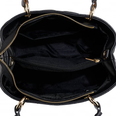 Geantă Amora, piele naturală neagra cu aspect matlasat, 8228 [4]